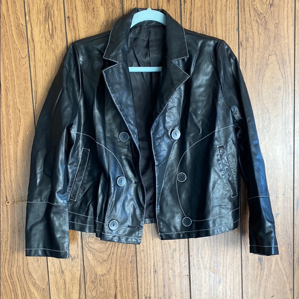 Source Unknown Black Leather Biker Jacket